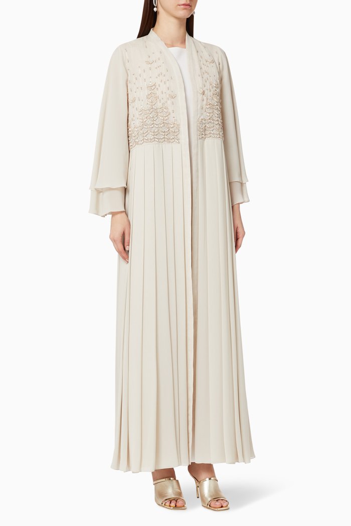 

Pleated Crepe Kaftan, Neutral