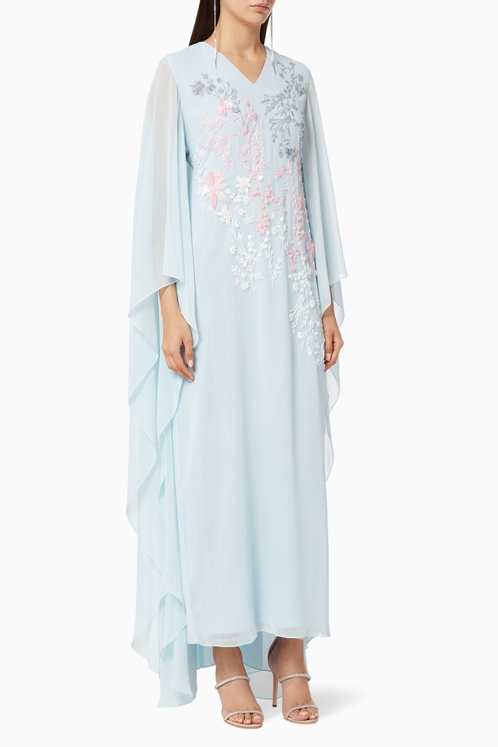 

Embellished Organza Kaftan, Blue