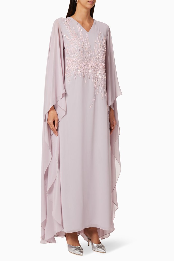 

Floral Embellished Organza Kaftan, Purple