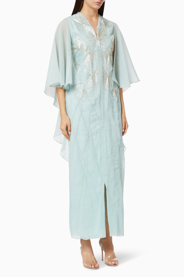 

Embellished Firework Organza Kaftan, Green