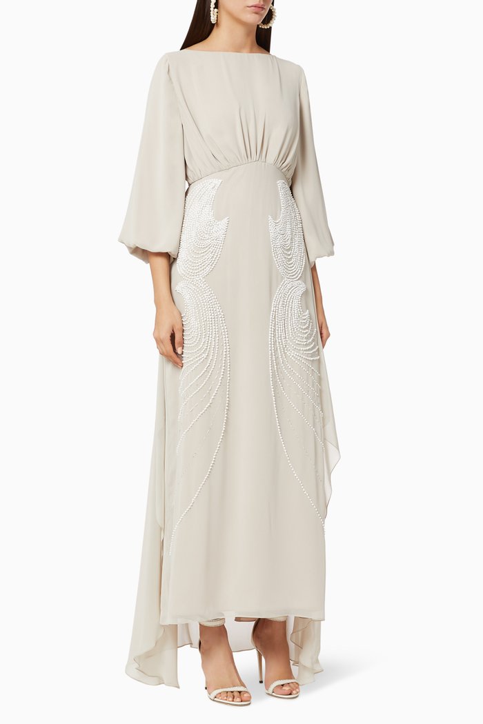 

Cyclone Embellished Chiffon Kaftan, Neutral