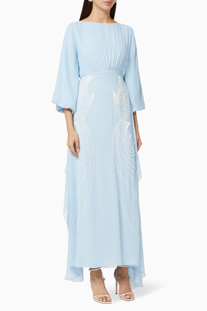 

Cyclone Embellished Chiffon Kaftan, Blue
