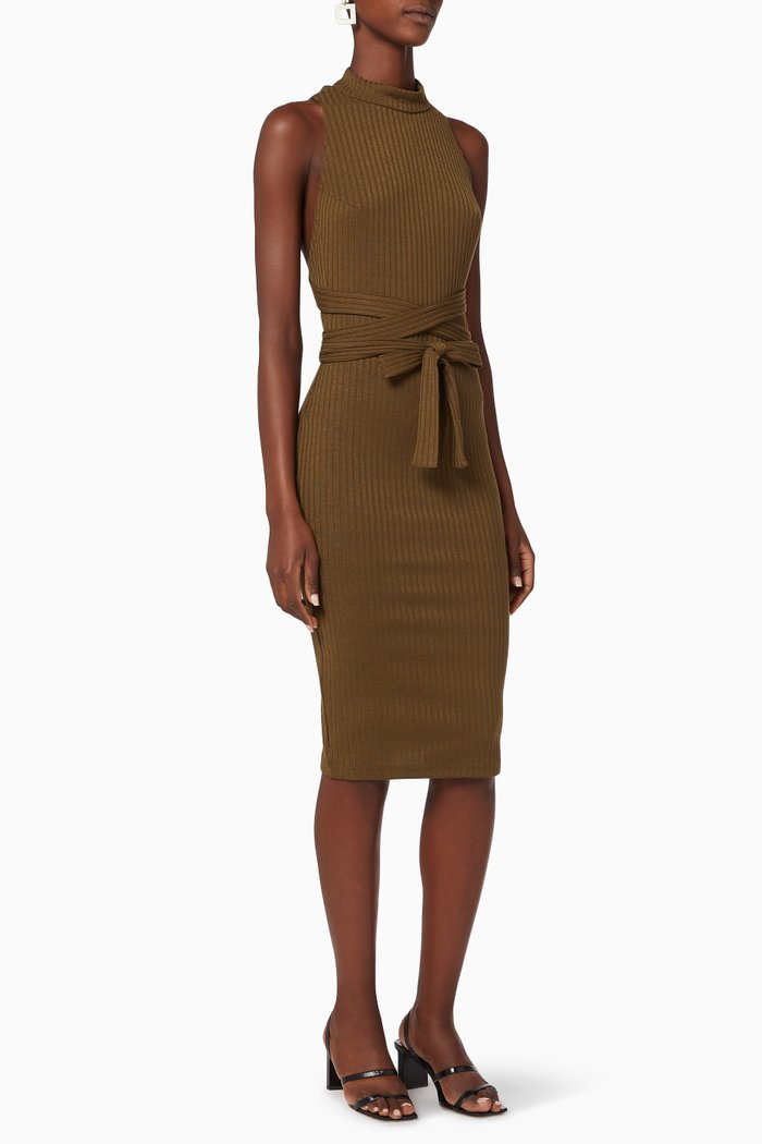 

Ribbed Knit Dress, Brown