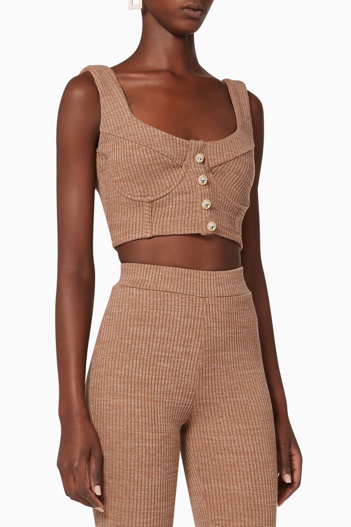 

Ribbed Knit Bralette, Brown