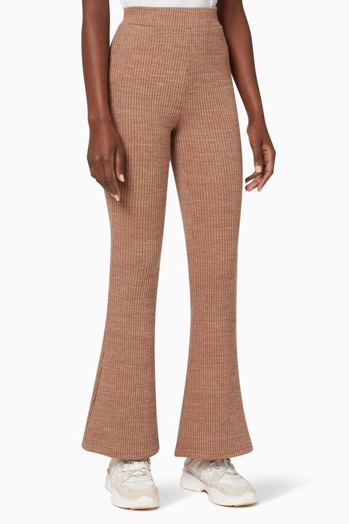 

Ribbed Knit Pants, Brown