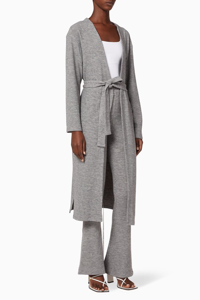 

Ribbed Knit Longline Cardigan, Grey