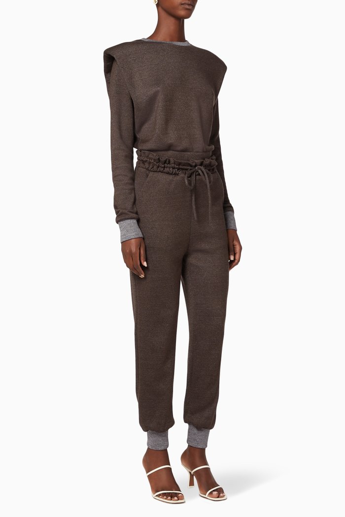 

Padded Shoulder Jogger Jumpsuit, Grey