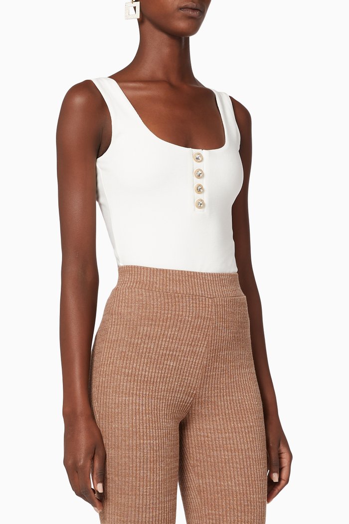 

Ribbed Knit Bodysuit, White