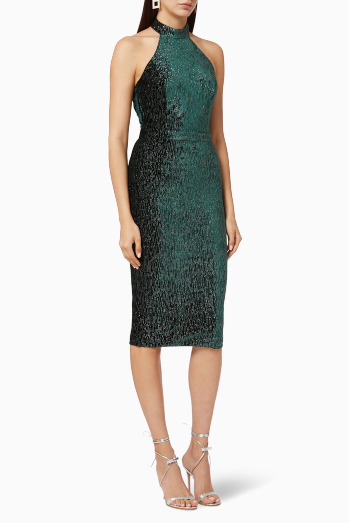 

Rosie Connolly Velvet Tie Back Midi Dress, Green