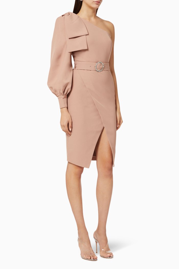 

Bow Sleeve Wrap Midi Dress, Pink
