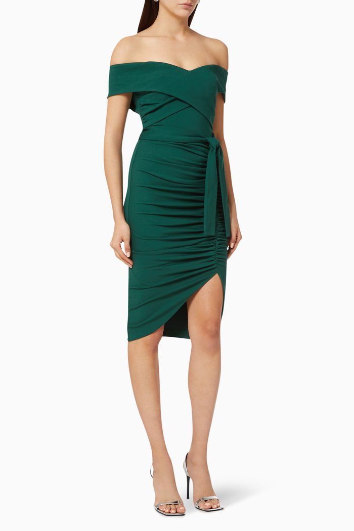 

Bardot Ruched Side Midi Dress, Green