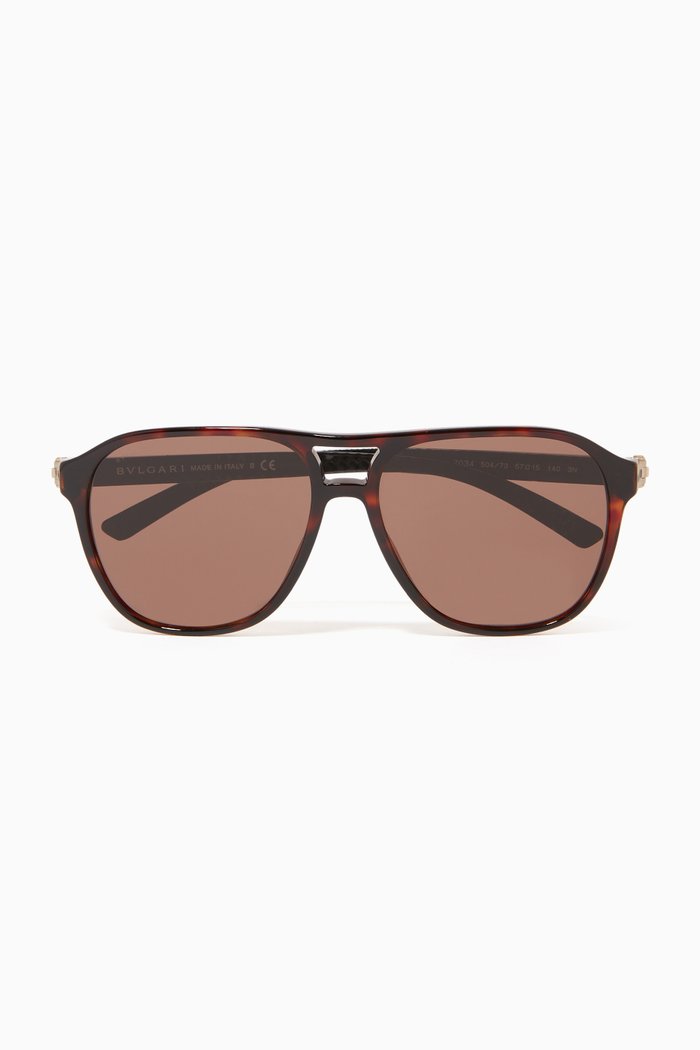 

Aviator Acetate Sunglasses, Brown