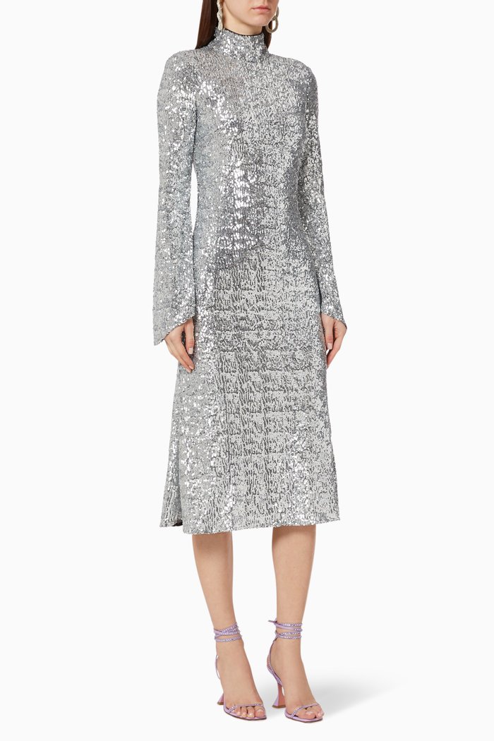 

Gatsby Sequinned Midi Dress, Silver