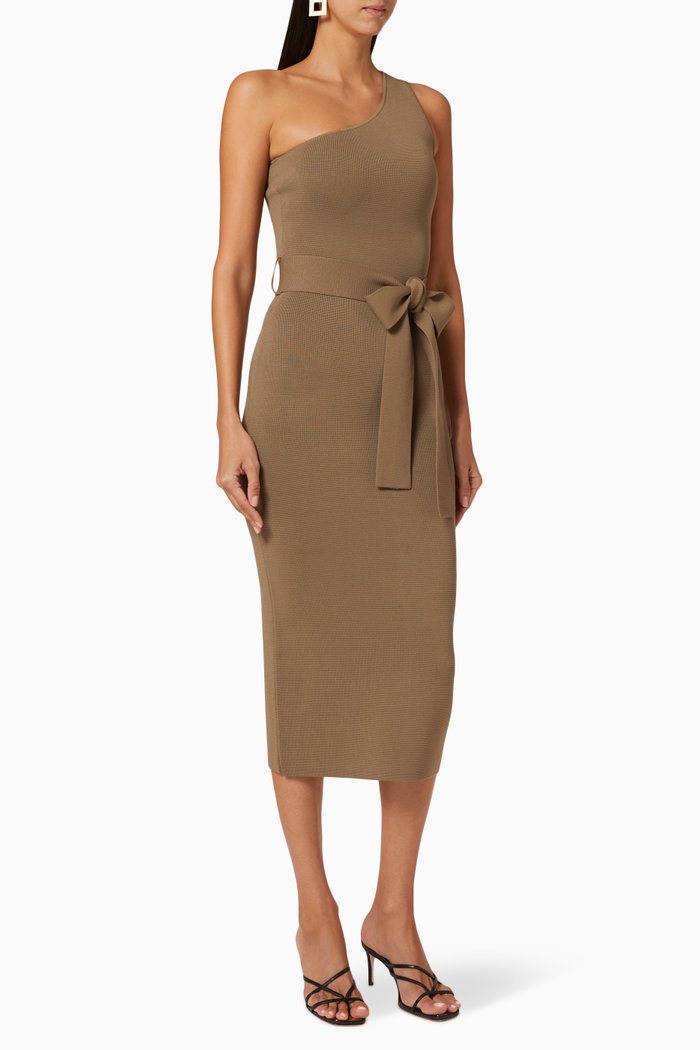 

Lelani Asymmetrical Midi Dress, Green