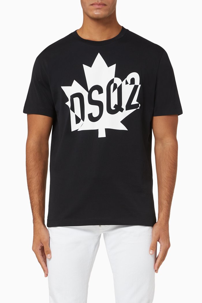 

DSQ2 Big Leaf Jersey T-Shirt, Black