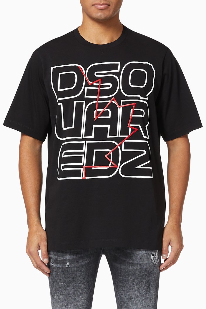 

Leaf Logo Slouchy T-shirt, Black