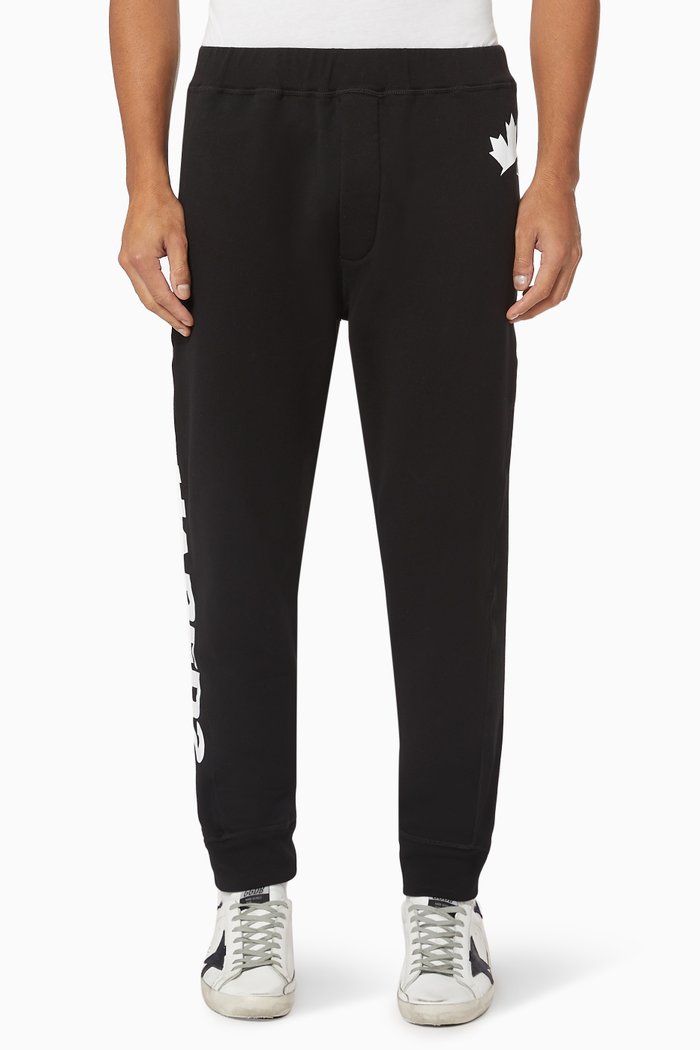 

D2 Maple Leaf Cotton Sweatpants, Black