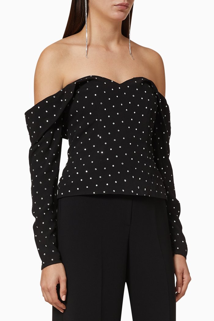 

Diamante Off Shoulder Top, Black