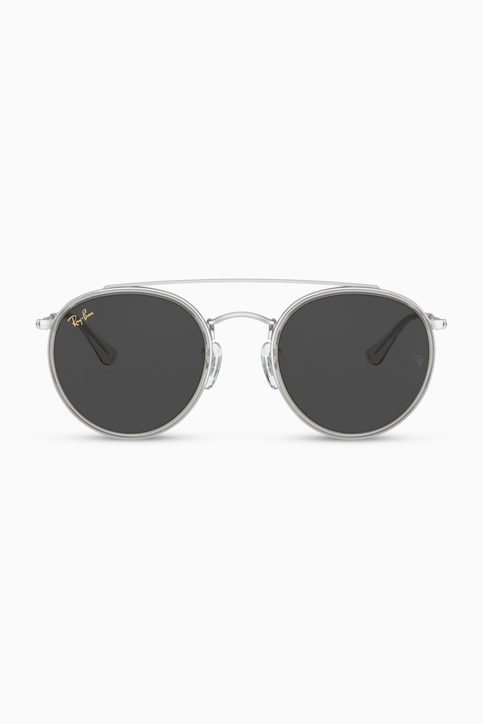 

Round Double Bridge Polarized Sunglasses, Silver