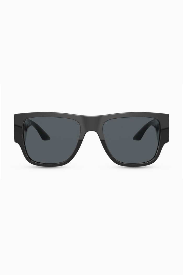 

Greca Rectangle Sunglasses, Black