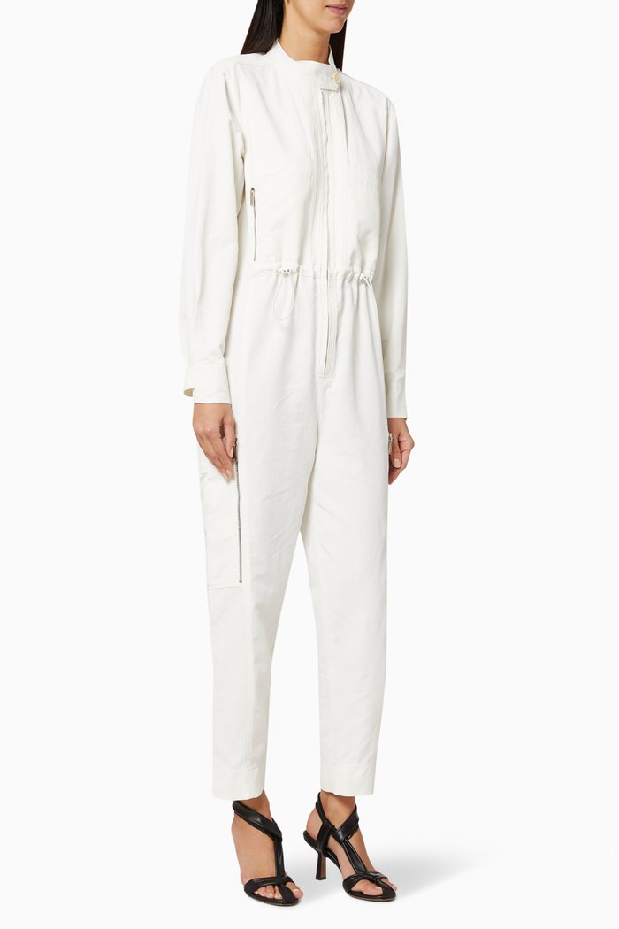 

Alessia Compact Cotton Jumpsuit, Neutral