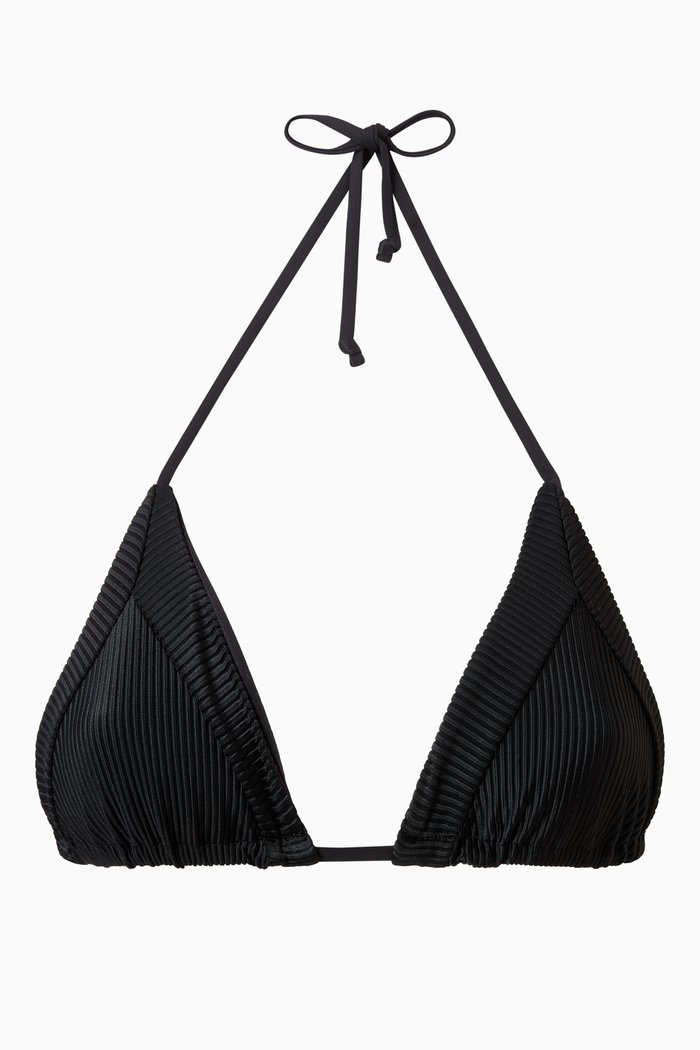 

Sky Triangle Bikini Top in Ribbed Nylon, Black