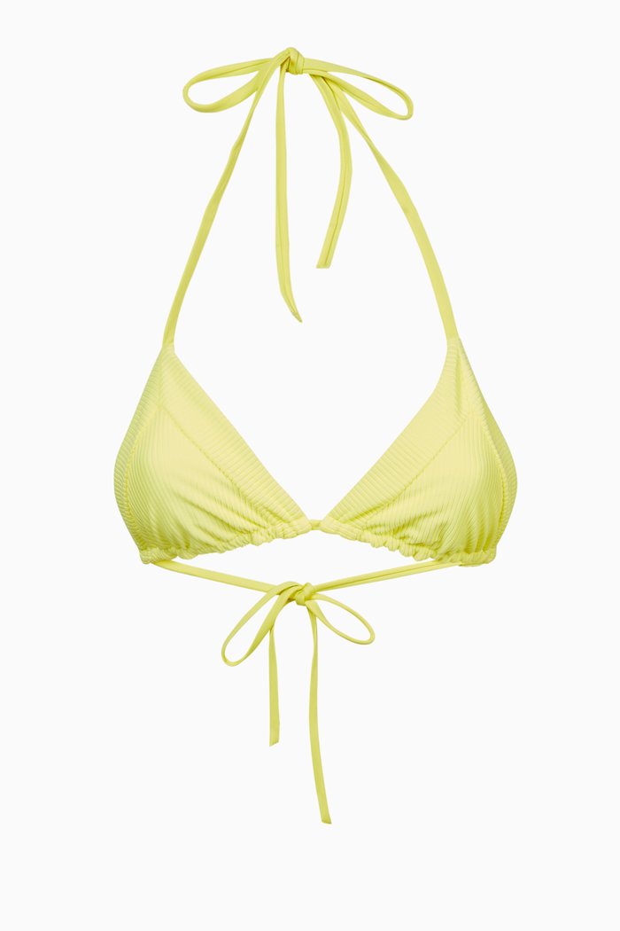 

Sky Triangle Bikini Top in Ribbed Nylon, Yellow