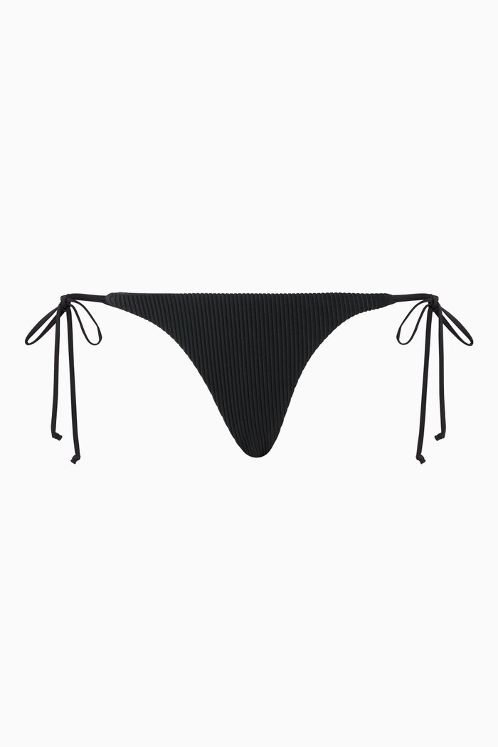 

Sky Bikini Bottom in Ribbed Nylon, Black