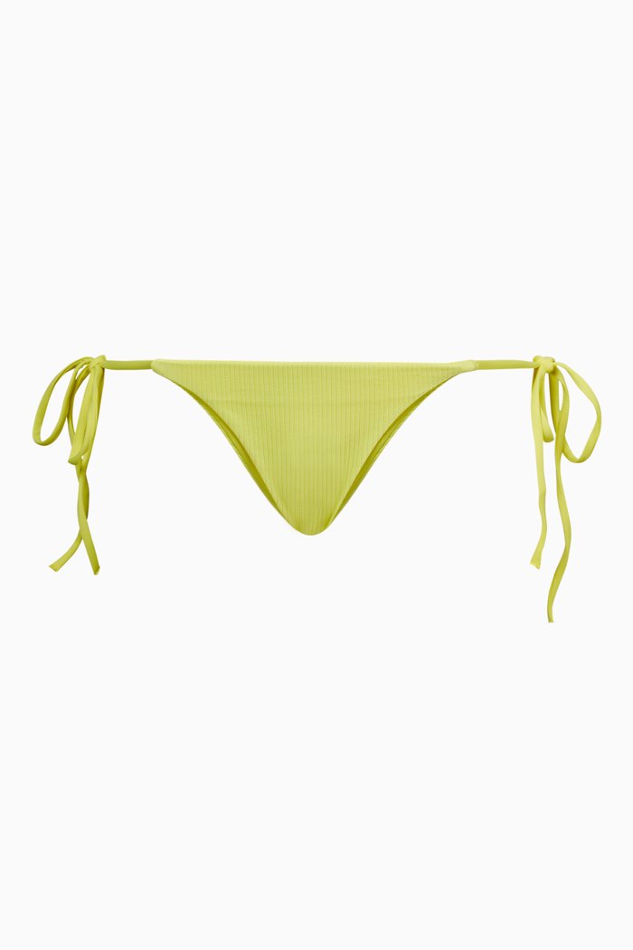 Sky Bikini Bottom in Ribbed Nylon, Yellow