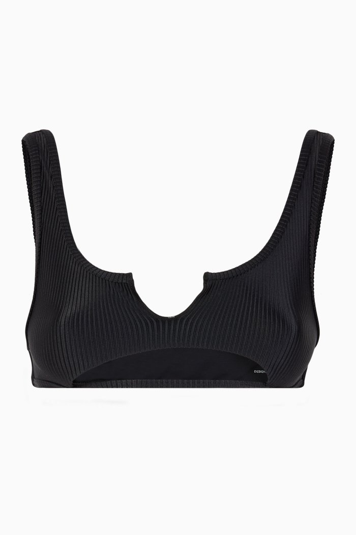 

Cole Ribbed Bikini Top, Black