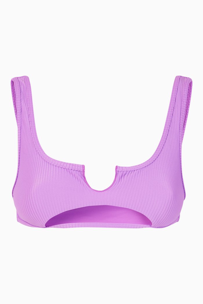

Cole Ribbed Bikini Top, Purple