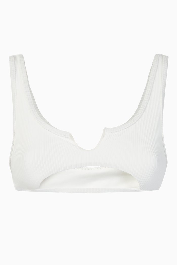 

Cole Ribbed Bikini Top, White