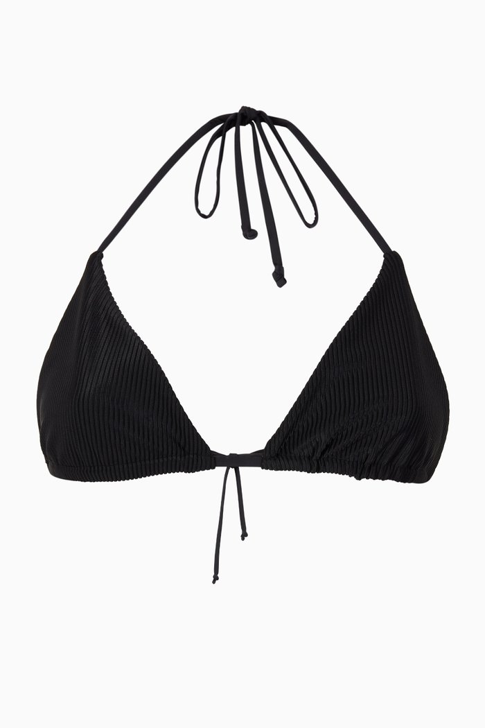 

Tia Ribbed Bikini Top, Black