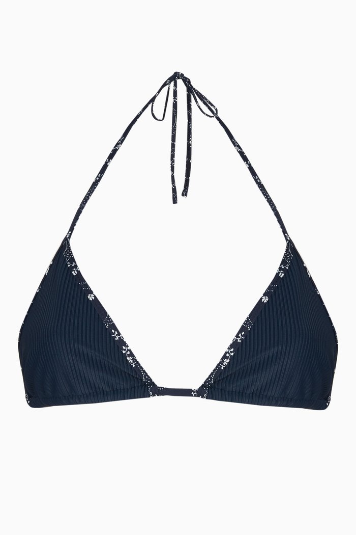 

Tia Ribbed Bikini Top, Blue