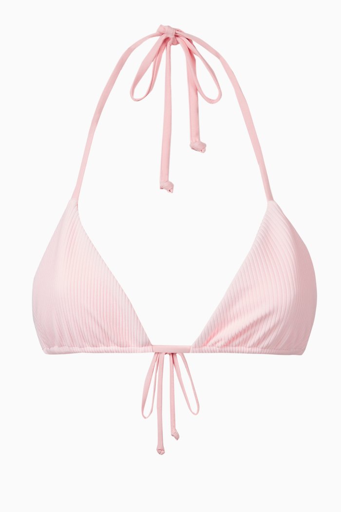 

Tia Ribbed Bikini Top, Pink