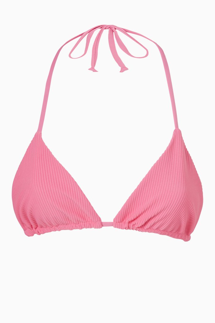 Tia Ribbed Bikini Top, Purple