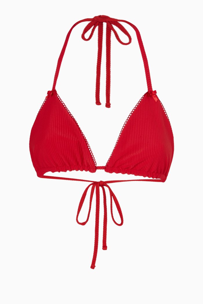

Tia Ribbed Bikini Bra, Red