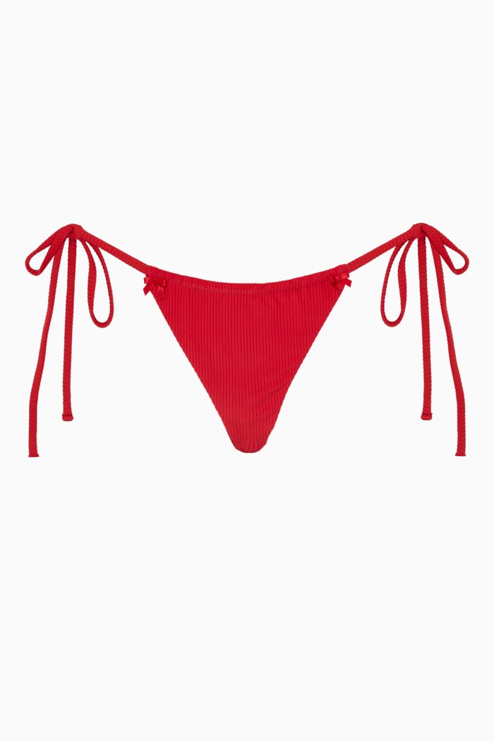 

Tia Ribbed Bikini Brief, Red