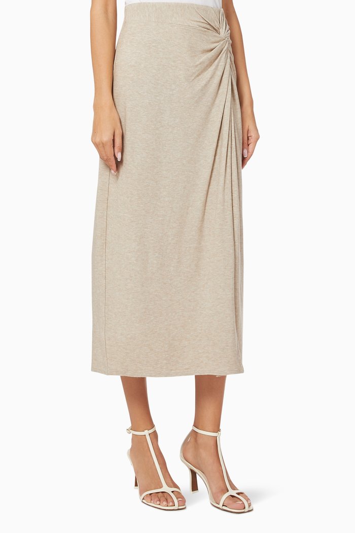 

Twist Drape Knit Skirt, Neutral
