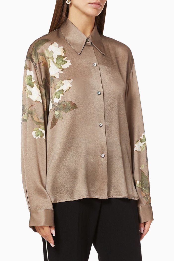 

Lisianthus Silk Collared Blouse, Brown