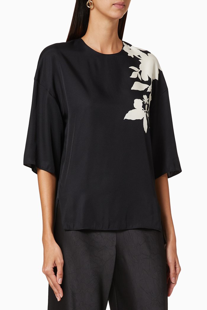 

Floral Satin Top, Black