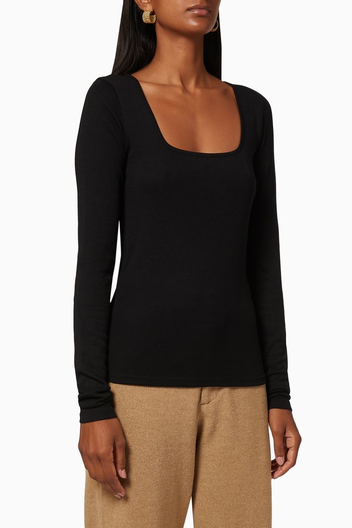 

Long Sleeve Jersey Top, Black