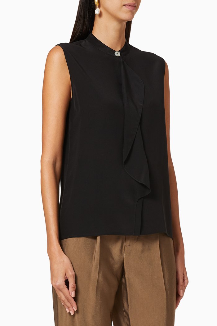 

Flutter Satin Blouse, Black
