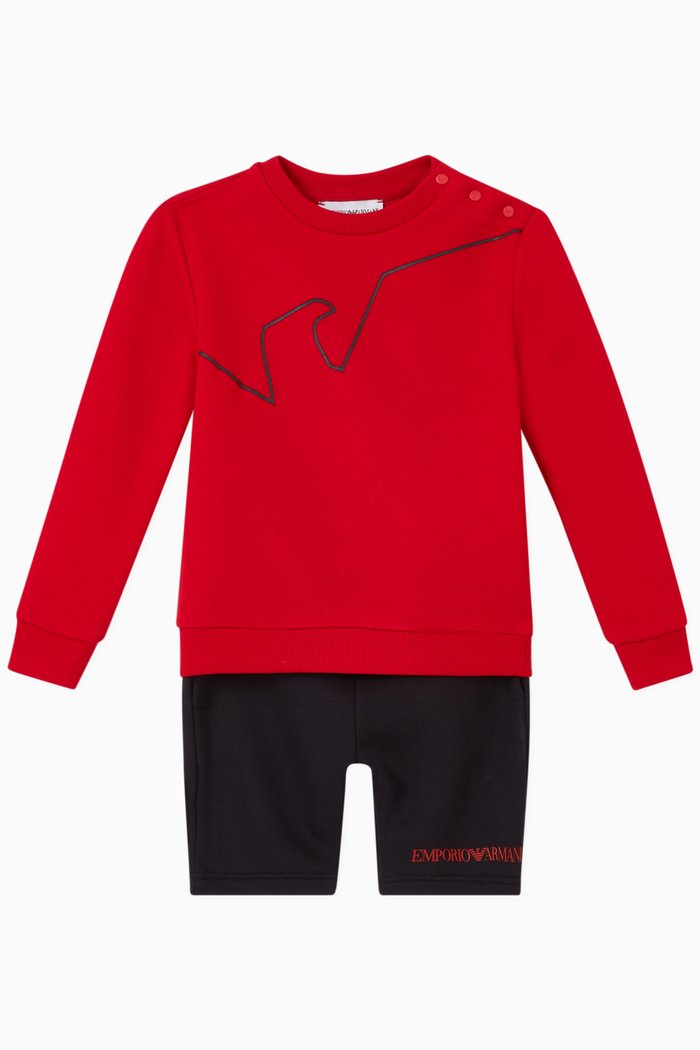 

EA Eagle Jersey Sweatshirt & Shorts Set, Red