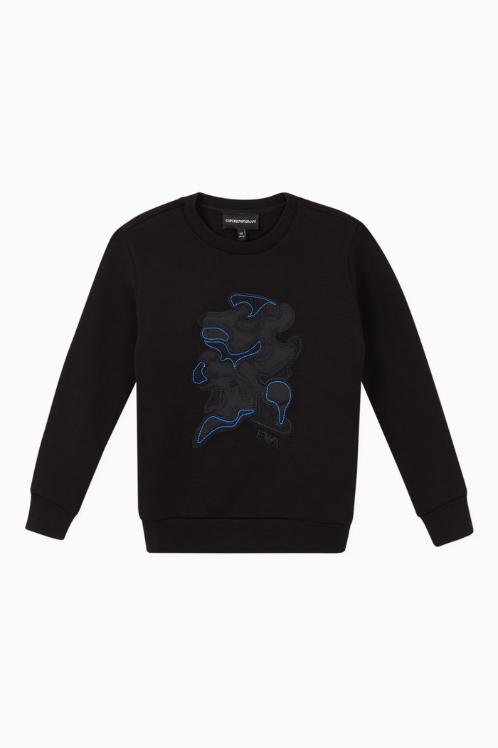 

Camo Patchwork Jersey Sweatshirt, Black