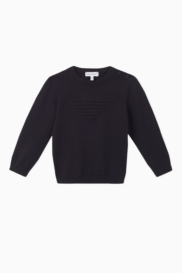 

EA Embossed Eagle Knit Sweater, Blue