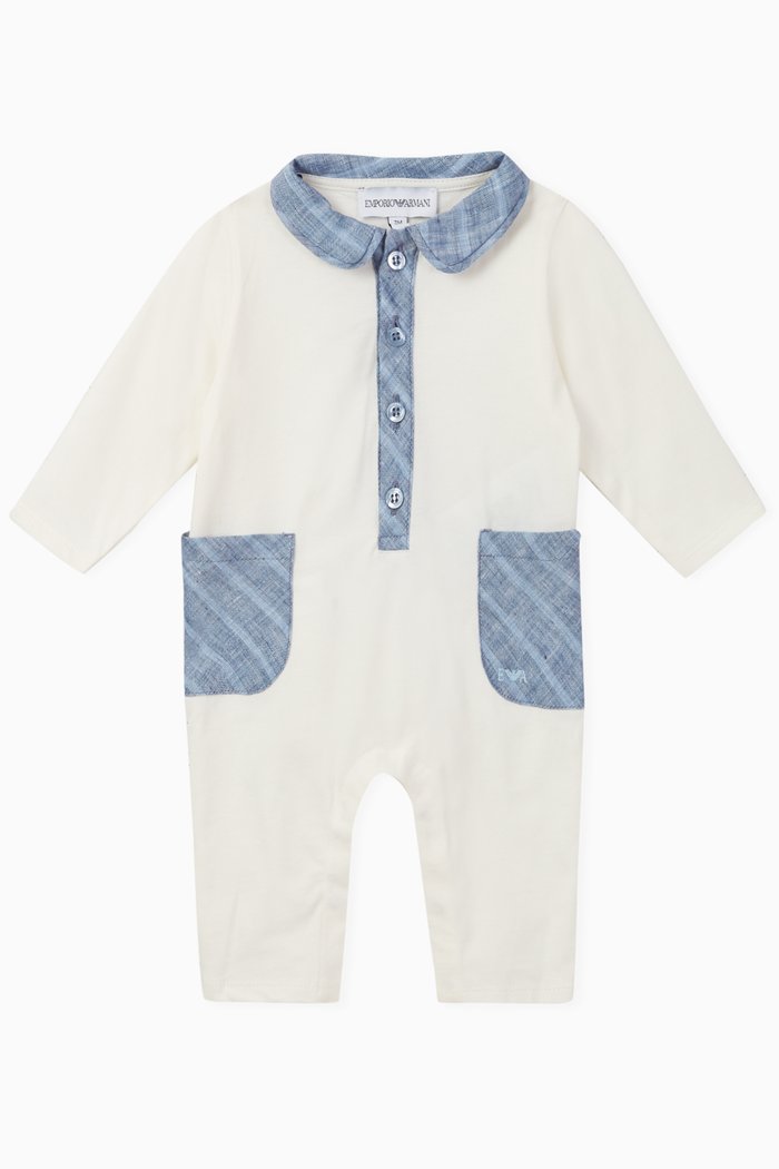 

Striped Linen & Cotton Jumpsuit, White