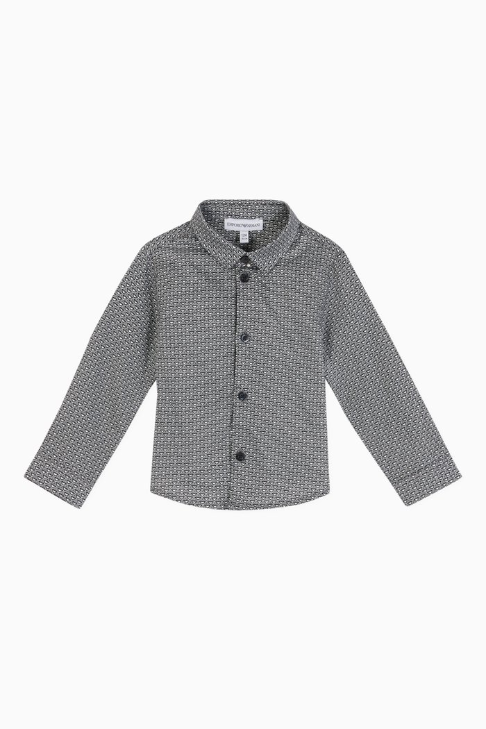 

EA Text Striped Stretch Cotton Shirt, Black