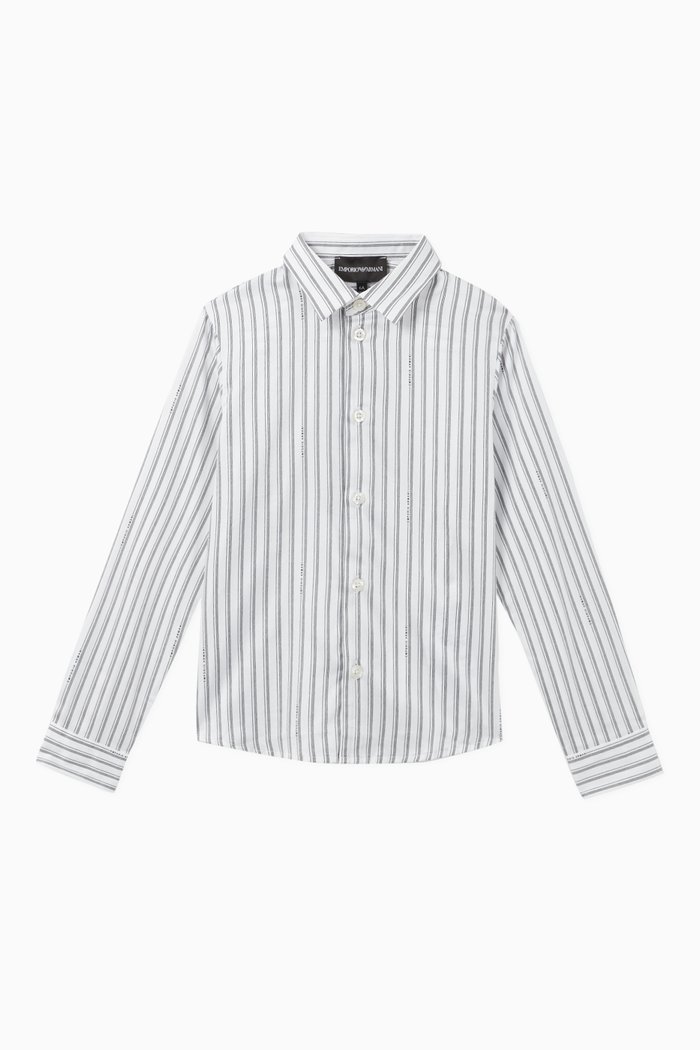 

EA Text Striped Stretch Cotton Shirt, White