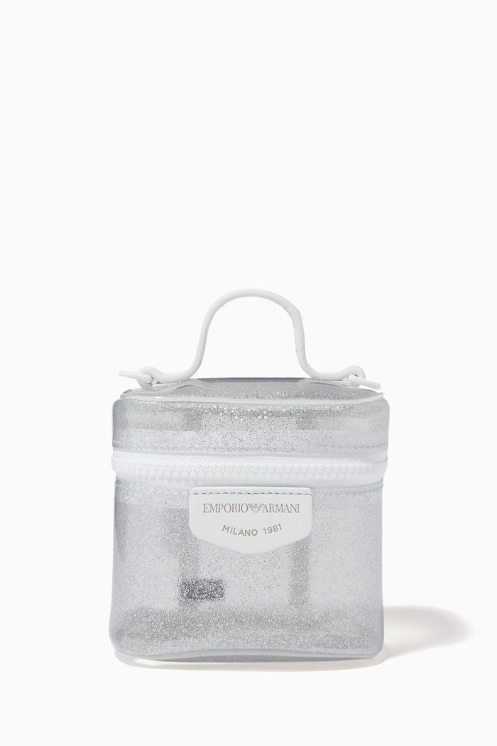 

Mini Vanity Crossbody Bag in Glitter PVC, Grey